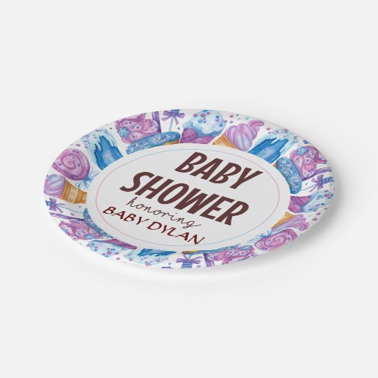 Baby shower Ice-cream Waterverf Art Papieren Bordje (Gekanteld)