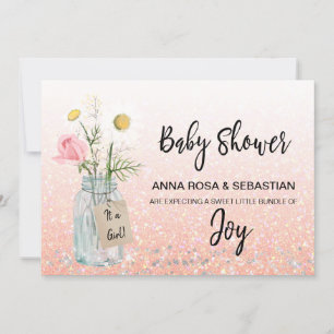 *~* Baby Shower in een Mason jar met bloemen, land Kaart