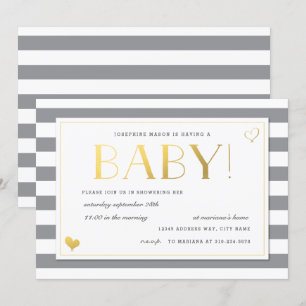 Baby shower in grijs en faux Gold onthullen Kaart