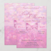 Baby shower in roze kaart (Voorkant / Achterkant)