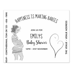 Baby shower INK STAMP - DIY Zwangerschap Rubberstempel