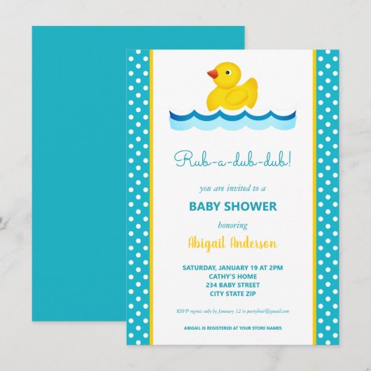 Baby shower Invita Kaart (Voorkant / Achterkant)