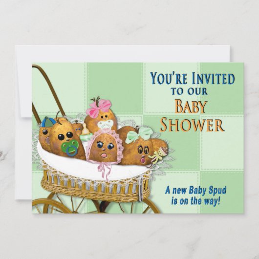 BABY SHOWER-INVITATIE - COLLECTIE VAN DE POTATOFAM KAART (Voorkant)