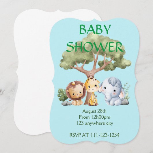 BABY SHOWER INVITATIE KAART (Voorkant / Achterkant)