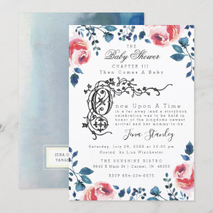 BABY SHOWER INVITATIE   Modern Floral Storybook Kaart