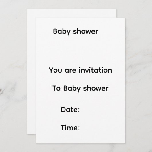 Baby shower invitation (Devant / Derrière)