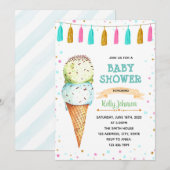 Baby shower invitation à la crème glacée jumeaux (Devant / Derrière)