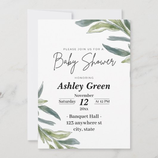 baby shower invitation à la verdure (Devant)