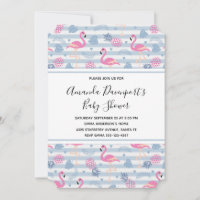 Baby Shower Invitation à motif flamant rose et ana