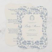 Baby Shower Invitation Antique Floral Toile (Devant / Derrière)