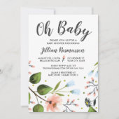 Baby shower Invitation Aquarelle Fleurs Oh Bébé (Devant)