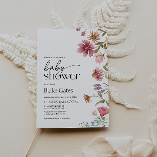 Baby shower Invitation aquarelle Floral