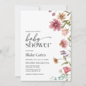 Baby shower Invitation aquarelle Floral (Devant)