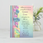 Baby shower invitation arc-en-ciel couleurs ballon (Debout devant)