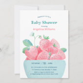 Baby shower invitation avec fraises mignonnes (Devant)