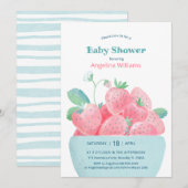 Baby shower invitation avec fraises mignonnes (Devant / Derrière)