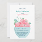 Baby shower invitation avec fraises mignonnes (Devant)