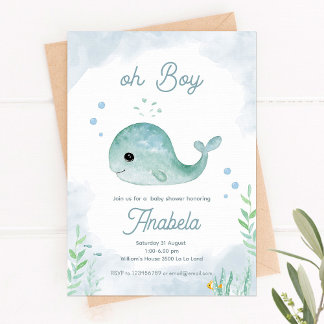 Baby shower invitation avec mignonne baleine