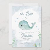 Baby shower invitation avec mignonne baleine (Devant)