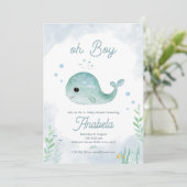 Baby shower invitation avec mignonne baleine (Debout devant)
