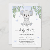 Baby shower invitation avec un koala mignon. (Devant)
