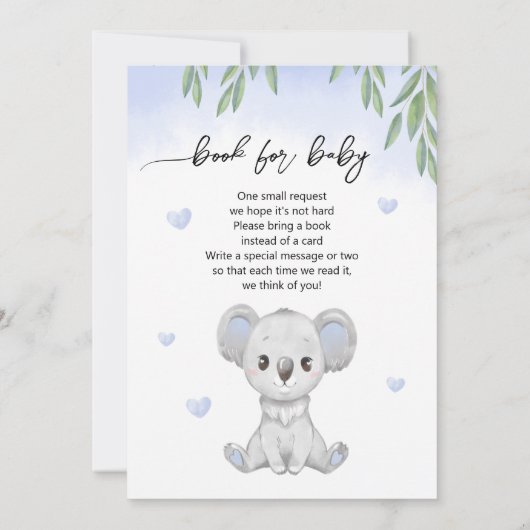 Baby shower invitation avec un koala mignon. (Dos)