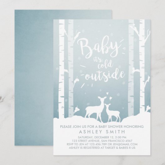 Baby shower invitation Baby il fait froid dehors C (Devant / Derrière)