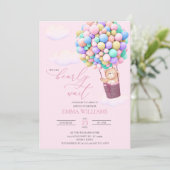 Baby shower Invitation Bear Boloons Bearly Wait! (Debout devant)