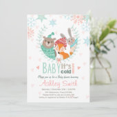 Baby shower invitation Bébé froid Dehors bois (Debout devant)