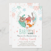 Baby shower invitation Bébé froid Dehors bois (Devant / Derrière)