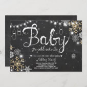 Baby shower invitation bébé il fait froid dehors (Devant / Derrière)