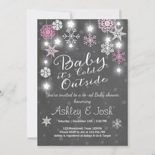 Baby shower invitation bébé il fait froid dehors F (Devant)