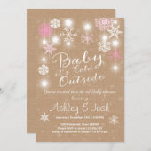 Baby shower invitation bébé il fait froid dehors F (Devant / Derrière)