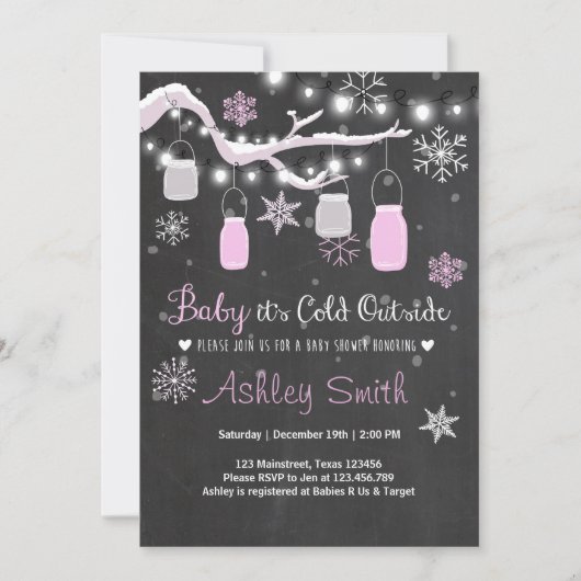 Baby shower invitation bébé il fait froid dehors F (Devant)