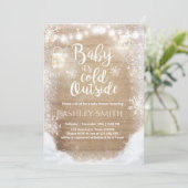 Baby shower invitation Bébé il fait froid en dehor (Debout devant)