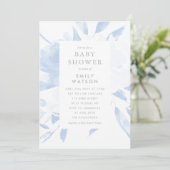 Baby shower Invitation Bleu Floral Aquarelle (Debout devant)