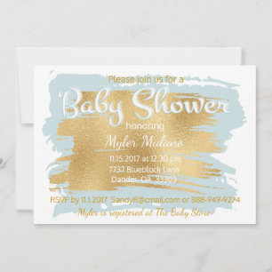 Baby shower Invitation Bleu/Or