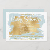 Baby shower Invitation Bleu/Or (Devant / Derrière)