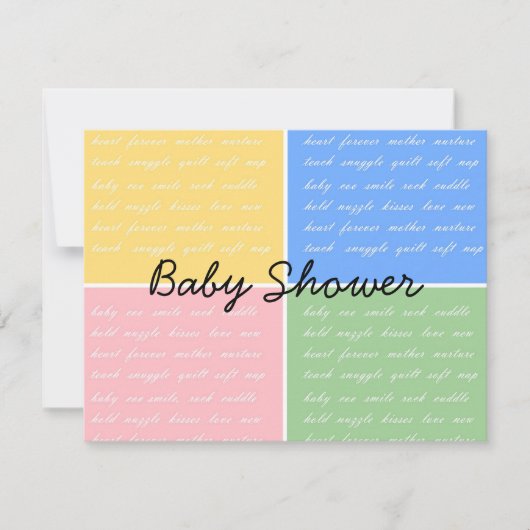 Baby shower Invitation - bloc de couleur joie bébé (Devant)