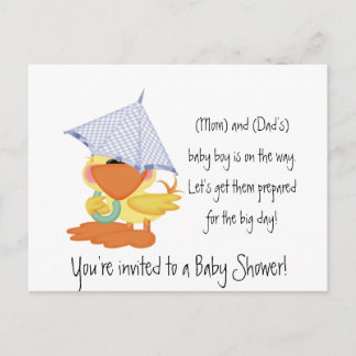 Baby shower Invitation-Blue Duck/Quackup Uitnodiging Briefkaart