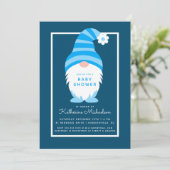 Baby shower | Invitation Blue Stripe Gnome (Debout devant)