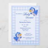 Baby shower Invitation Bluebirds (Devant / Derrière)