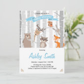 Baby shower invitation Bois Animaux Bois Boy Boy (Debout devant)