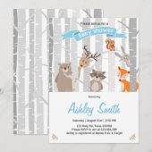 Baby shower invitation Bois Animaux Bois Boy Boy (Devant / Derrière)