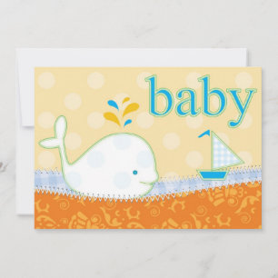 baby shower Invitation - Boy Baby Whale Kaart