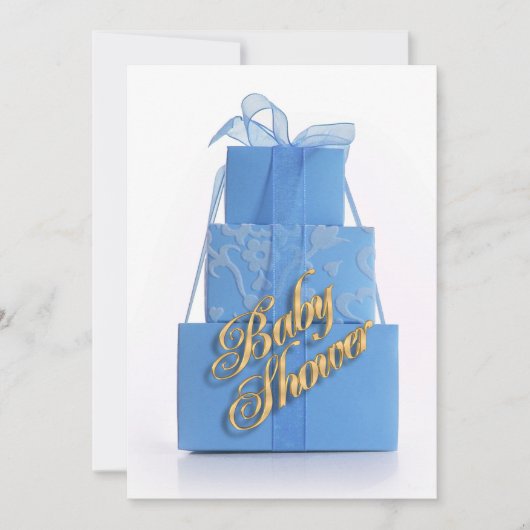 Baby shower invitation Boy Blue packages (Devant)