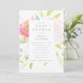 Baby shower Invitation Bright Floral Aquarelle (Debout devant)