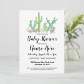 Baby shower Invitation Cactus Imprimer Aquarelle (Debout devant)