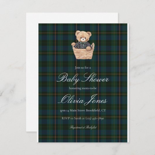 Baby Shower Invitation Card Aankondiging (Voorkant / Achterkant)