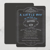 Baby shower Invitation Card Football. (Devant / Derrière)